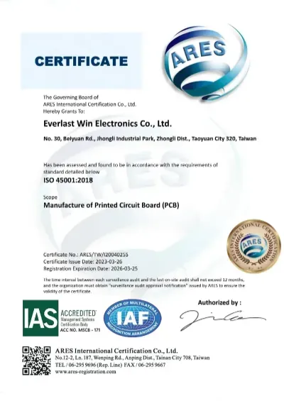 EWPCB-ISO 45001:2018 Occupational Health and Safety Management Systems Certification
