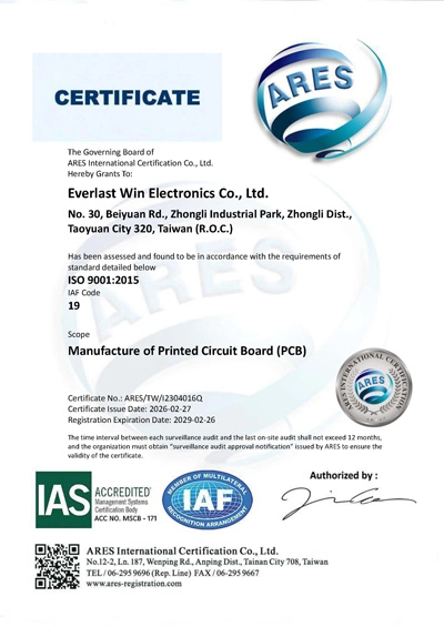 EWPCB-ISO 9001:2015 Quality Management Systems Certification