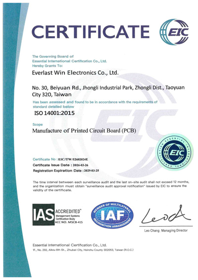 EWPCB-ISO 14001:2015 Environmental. Management Systems Certification