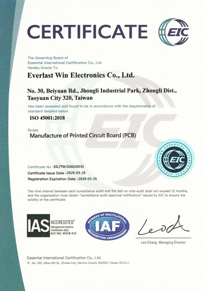 EWPCB-ISO 45001:2018 Occupational Health and Safety Management Systems Certification